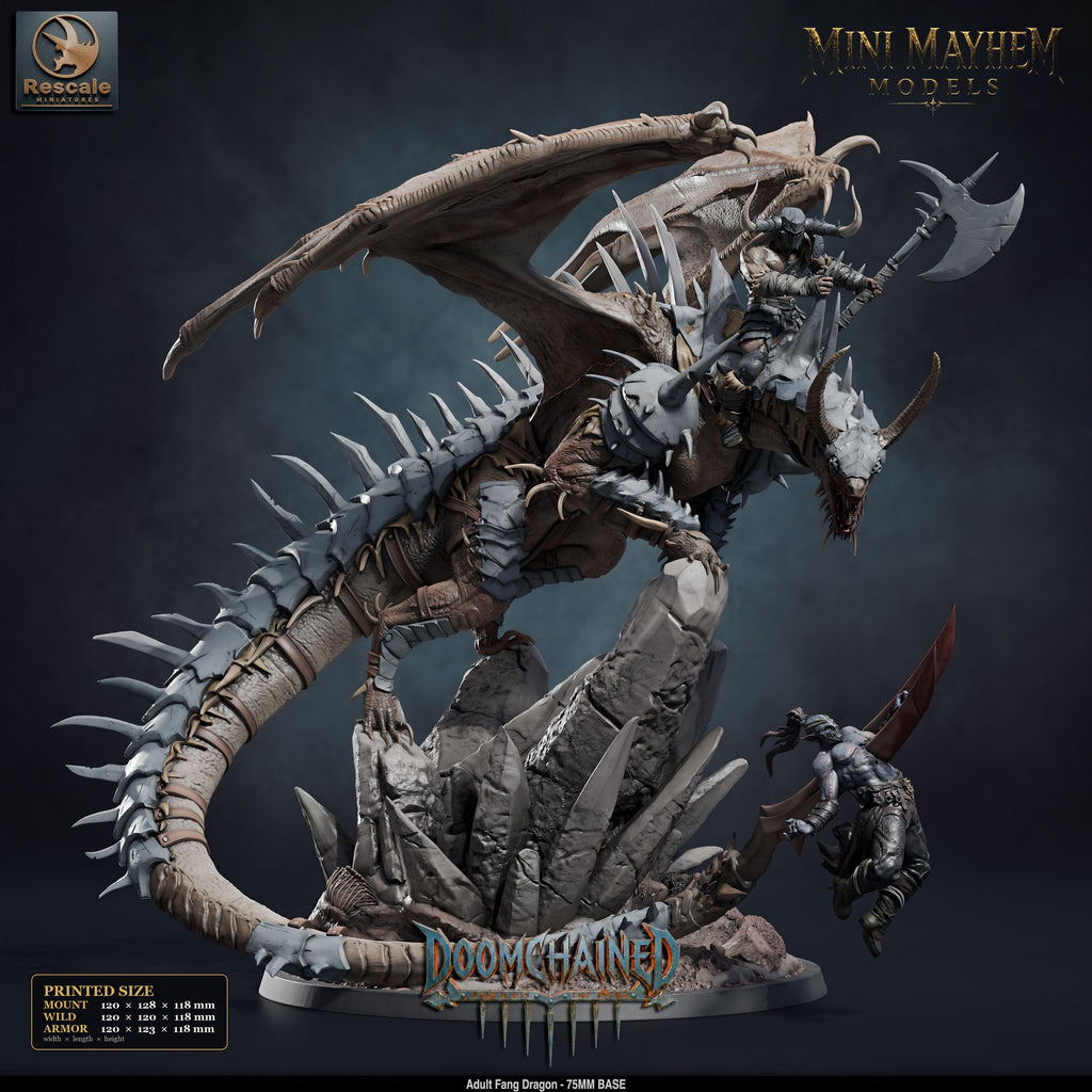 Adult Fang Dragon | Option: Armor | Option: Mount | front | DND miniature Doomchained Rescale Miniatures