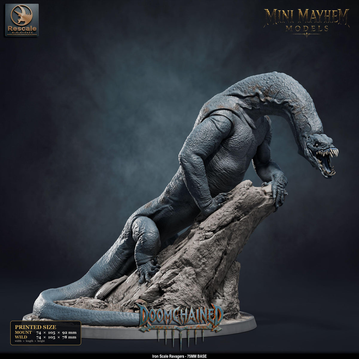Iron Scale Ravager B | Option: Wild | front | DND miniature Doomchained Rescale Miniatures