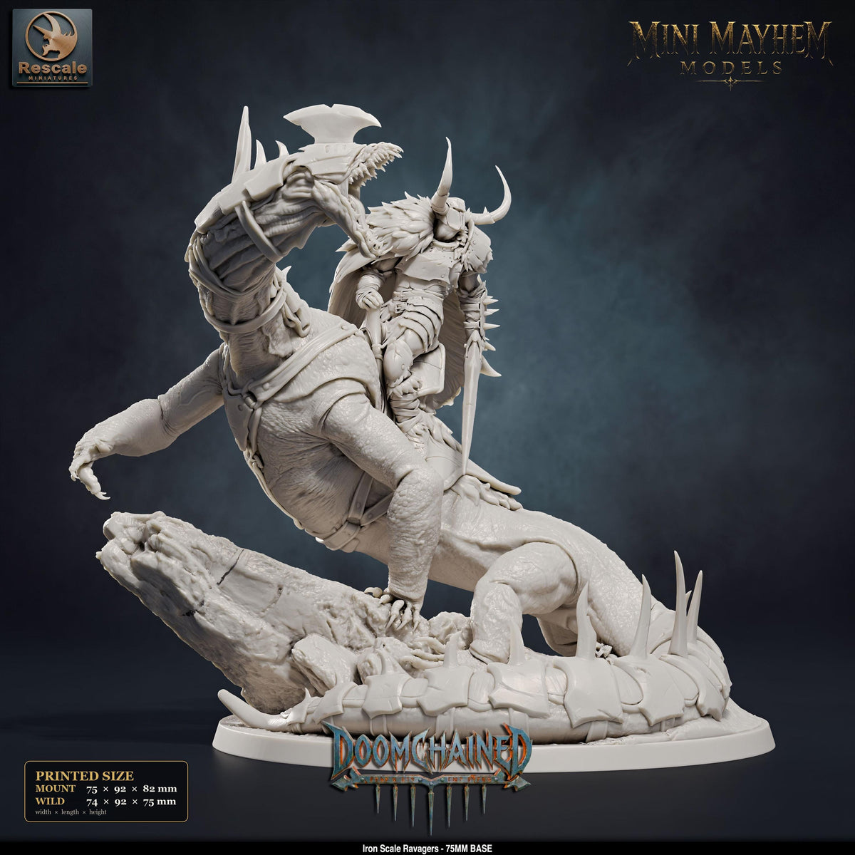 Iron Scale Ravager C | Option: Wild | front | DND miniature Doomchained Rescale Miniatures