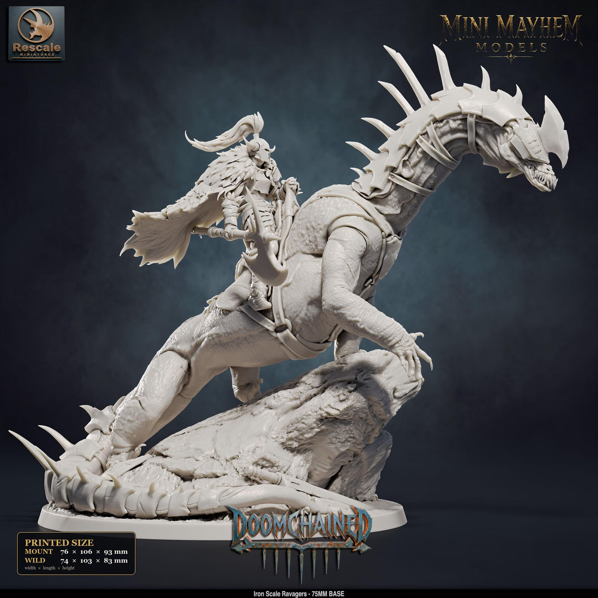 Iron Scale Ravager D | Option: Wild | front | DND miniature Doomchained Rescale Miniatures