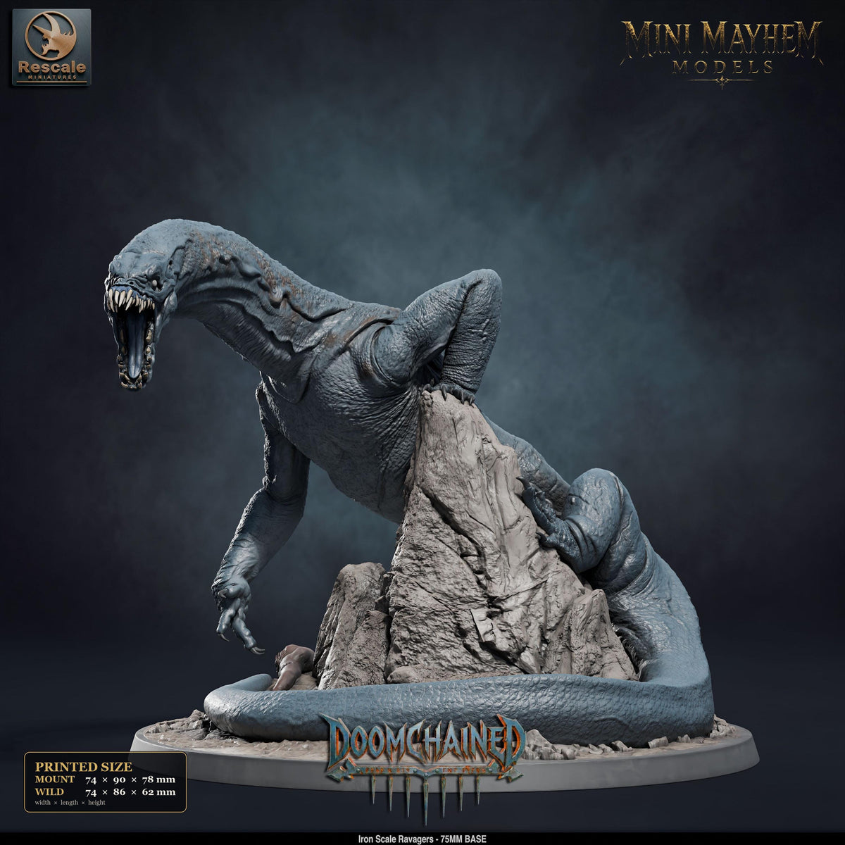 Iron Scale Ravager E | Option: Wild | front | DND miniature Doomchained Rescale Miniatures