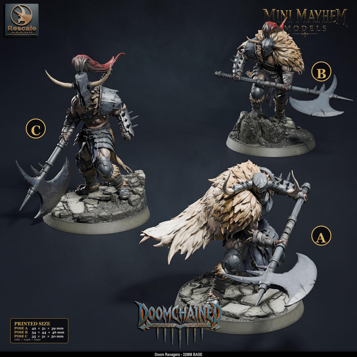 Doom Ravager Axe | group photo | DND miniatures Doomchained Rescale Miniatures