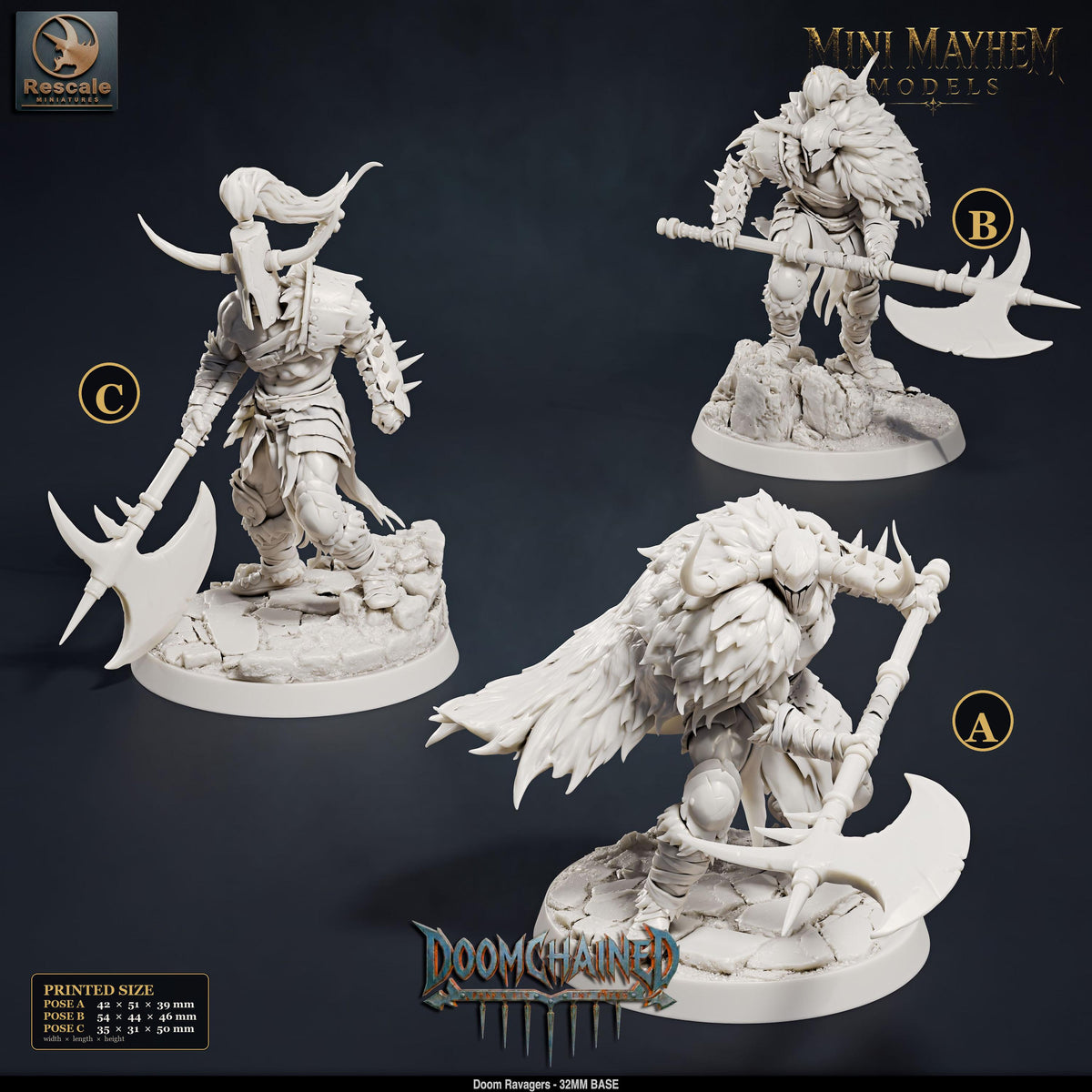 Doom Ravager Axe | Option: Pose A | front | DND miniature Doomchained Rescale Miniatures