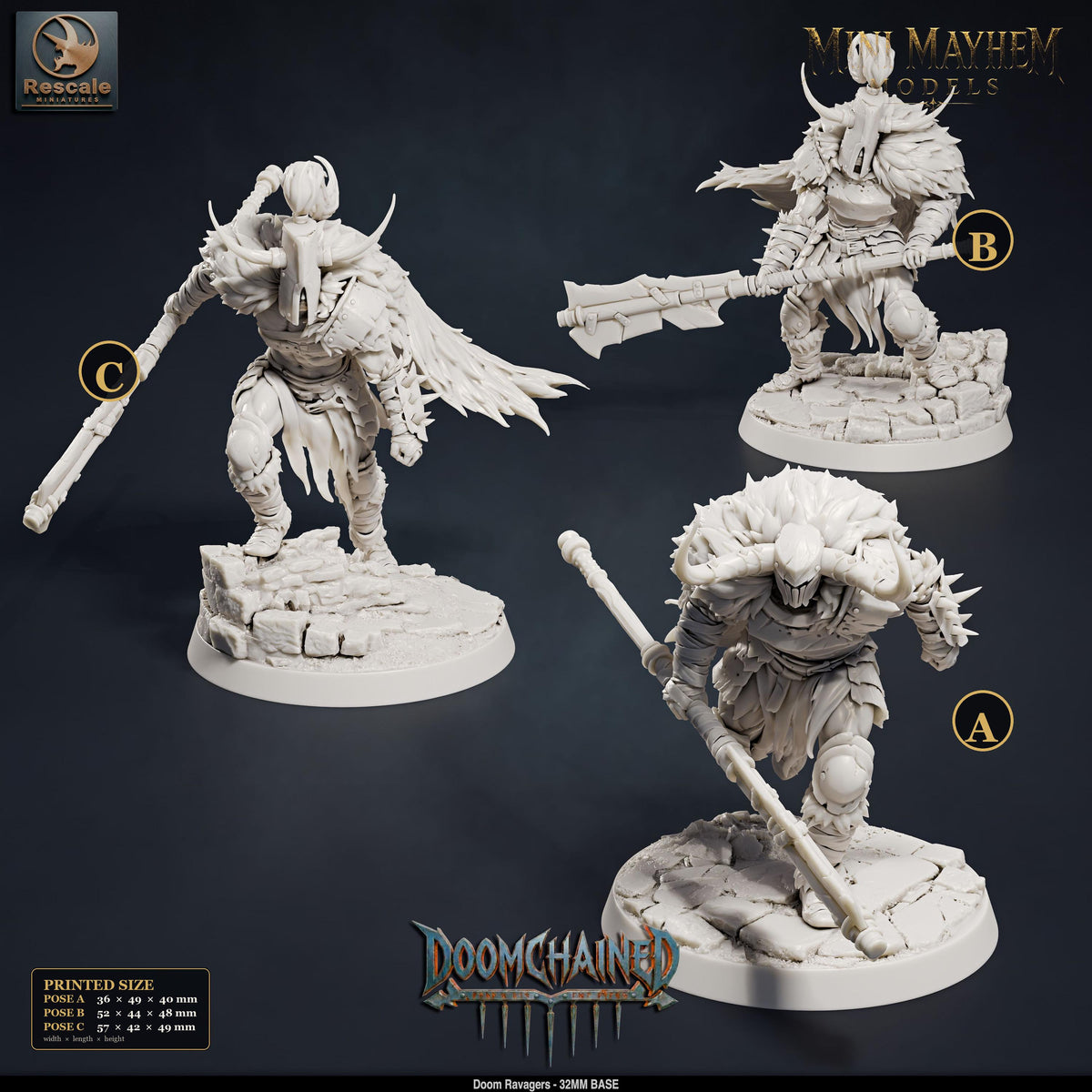 Doom Ravager Halberd | Option: Pose A | front | DND miniature Doomchained Rescale Miniatures