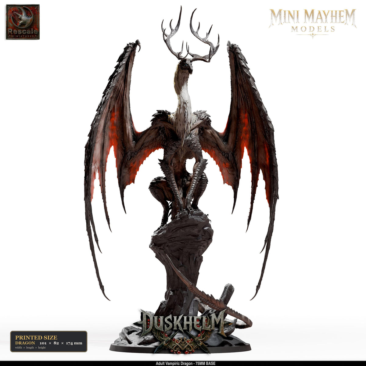 Adult Vampiric Dragon | group photo | DND miniatures Duskhelm Rescale Miniatures