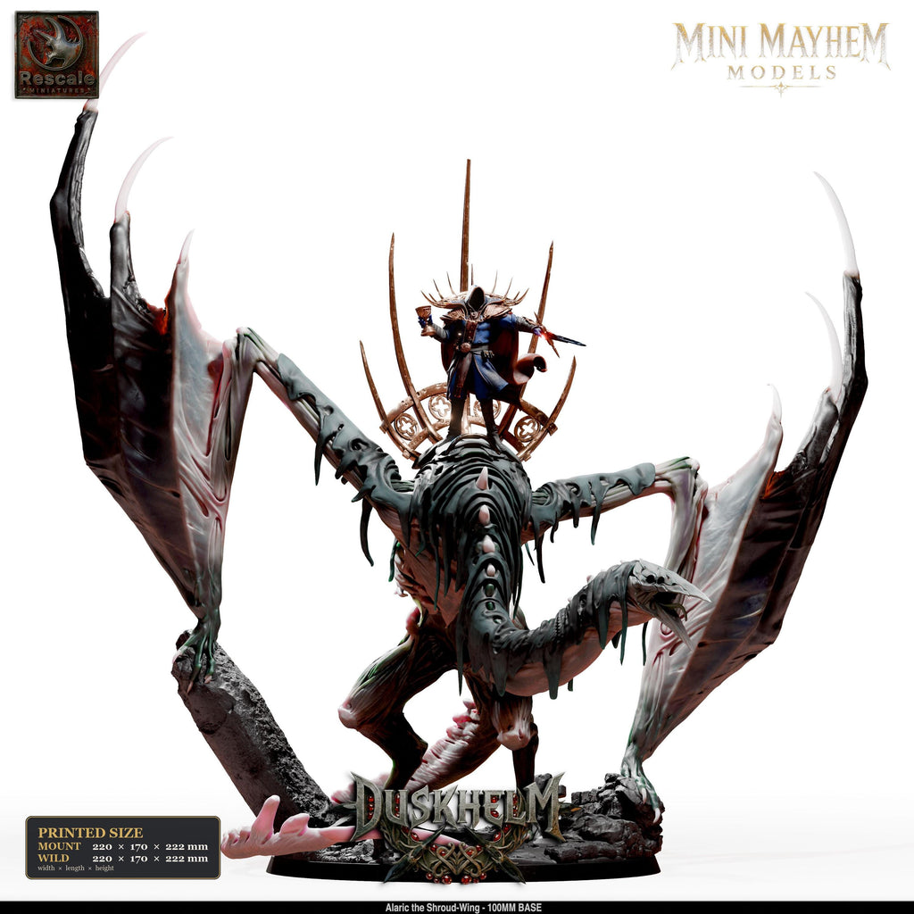 Alaric the Shroud Wing Nightwing Mourner | Option: Wild | Option: Mount | front | DND miniature Duskhelm Rescale Miniatures