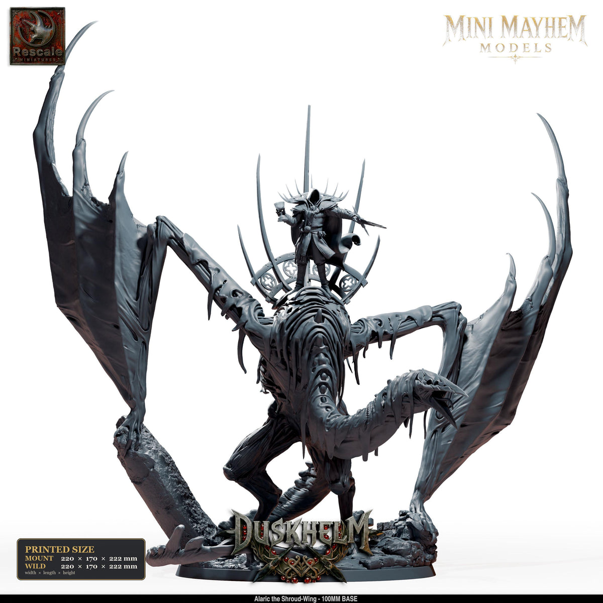 Alaric the Shroud Wing Nightwing Mourner | Option: Wild | front | DND miniature Duskhelm Rescale Miniatures