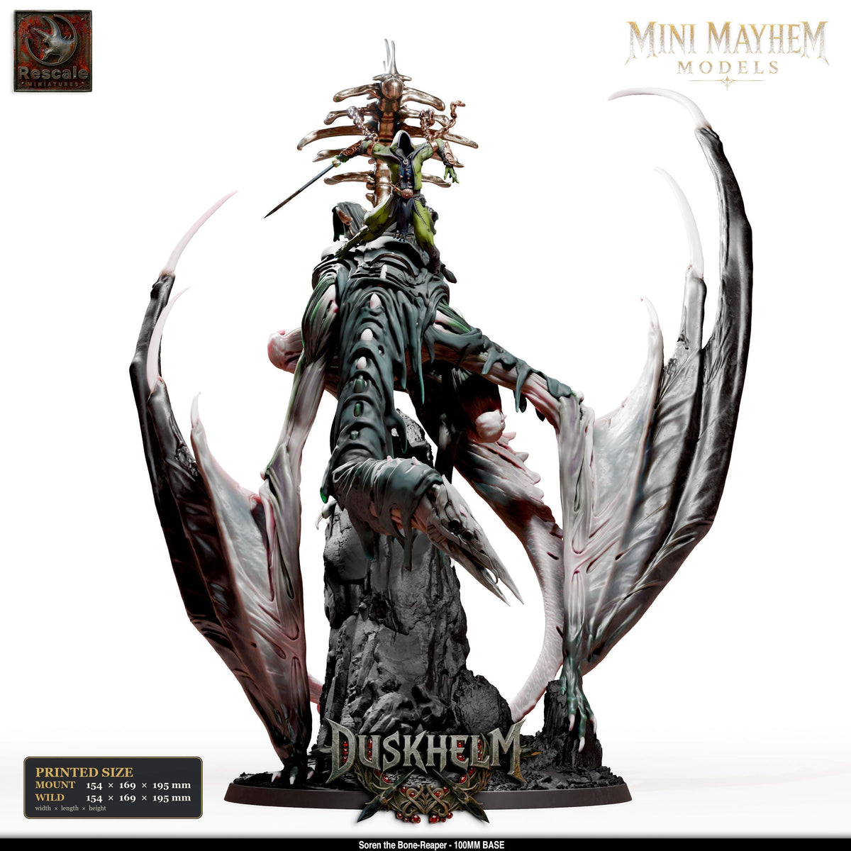 Soren the Bone Reaper Nightwing Mourner | Option: Wild | Option: Mount | front | DND miniature Duskhelm Rescale Miniatures