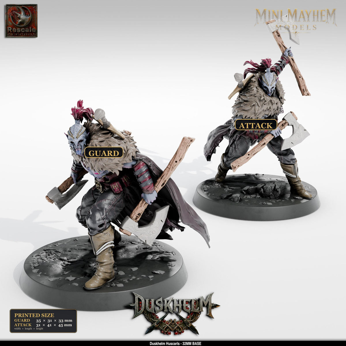 Huscarl Dual Axe Vampire | group photo | DND miniatures Duskhelm Rescale Miniatures