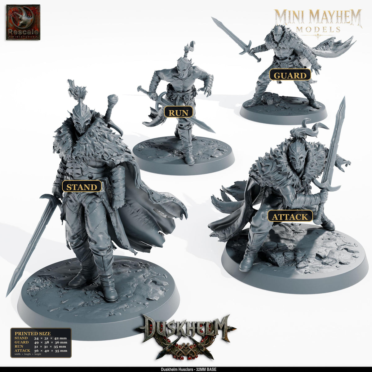 Huscarl Sword Vampire | Option: Stand | front | DND miniature Duskhelm Rescale Miniatures