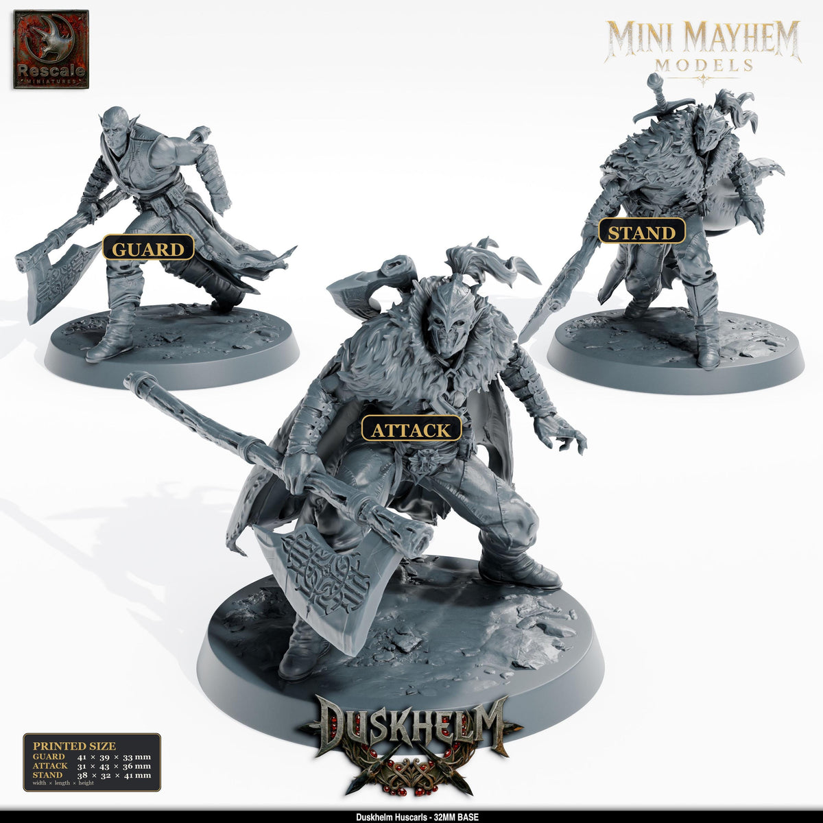 Huscarl Giant Axe Vampire | Option: Guard | front | DND miniature Duskhelm Rescale Miniatures