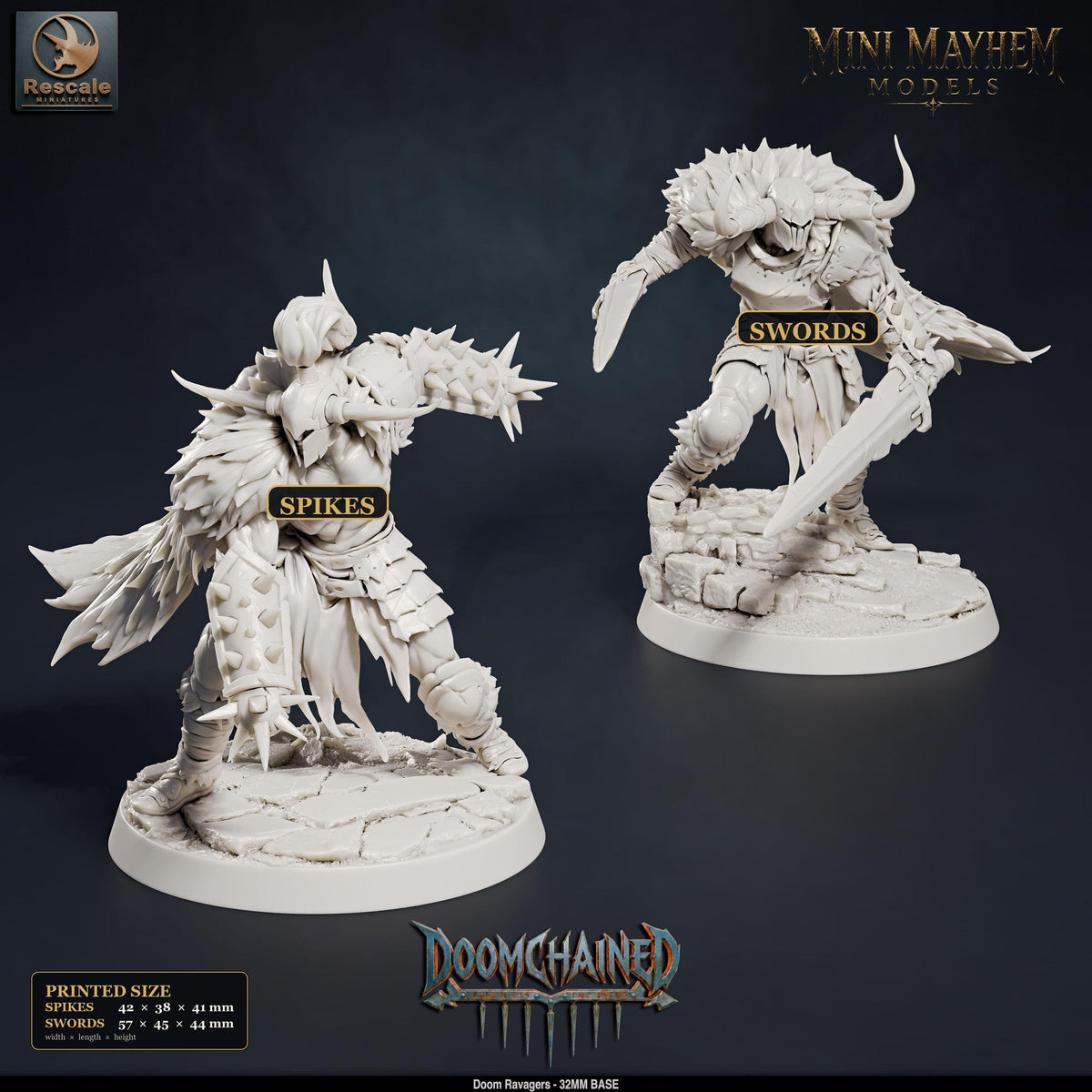 Doom Ravager Dual Swords | Option: Swords | front | DND miniature Doomchained Rescale Miniatures