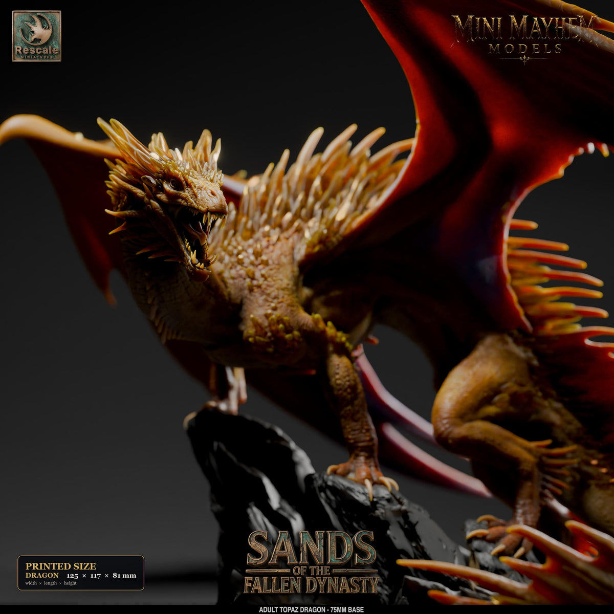 Adult Topaz Dragon Sands Dynasty DND miniature  Rescale Miniatures