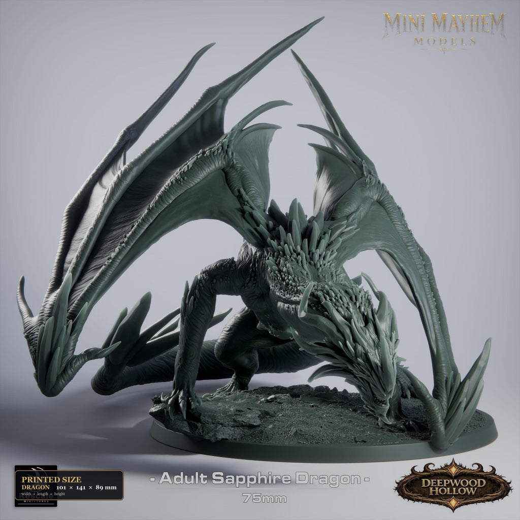 Adult Sapphire Dragon Deepwood Hollow DND miniature  Rescale Miniatures