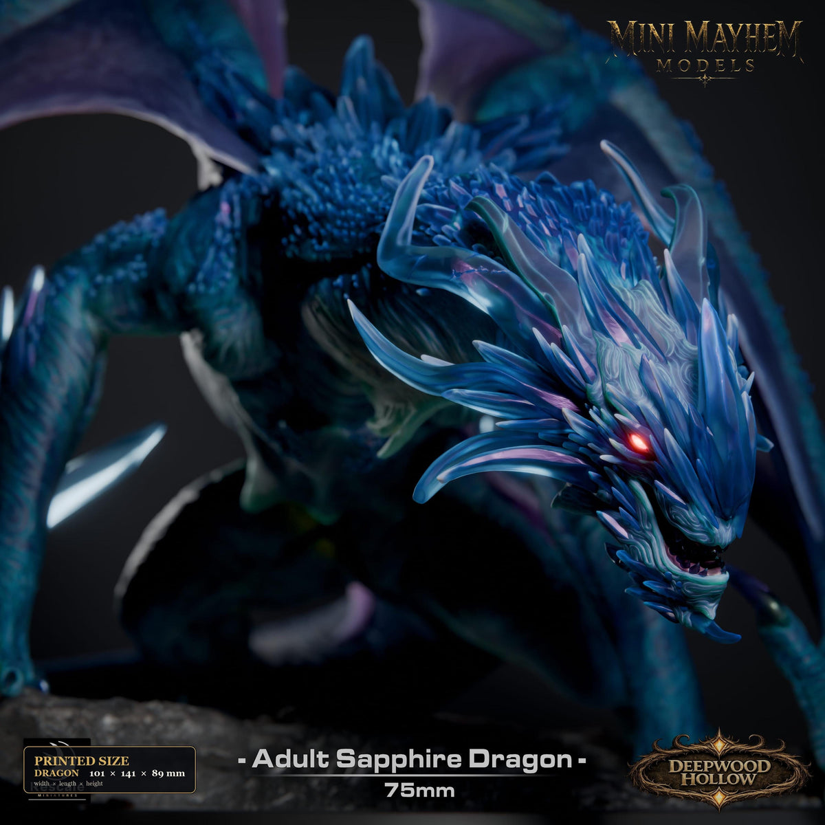 Adult Sapphire Dragon Deepwood Hollow DND miniature  Rescale Miniatures