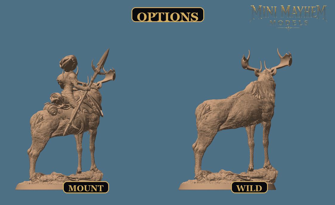 Aurora Elk-Knight Stand | Option: Mount | back | DND miniature  Rescale Miniatures