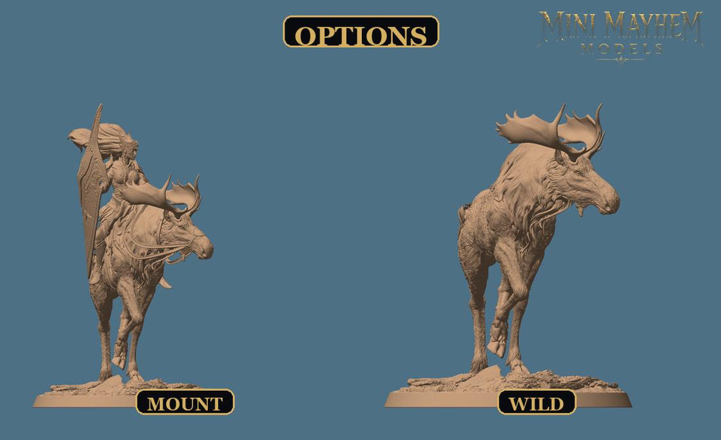 Aurora Elk-Knight Trot | Option: Mount | back | DND miniature  Rescale Miniatures