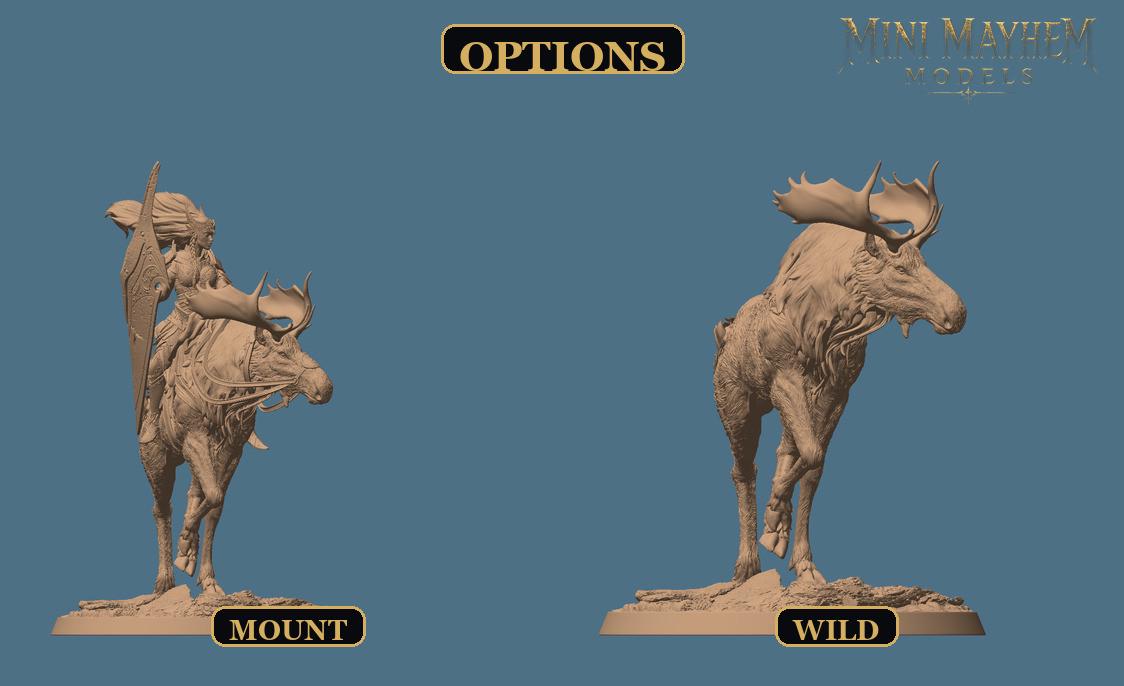 Aurora Elk-Knight Trot | Option: Mount | back | DND miniature  Rescale Miniatures
