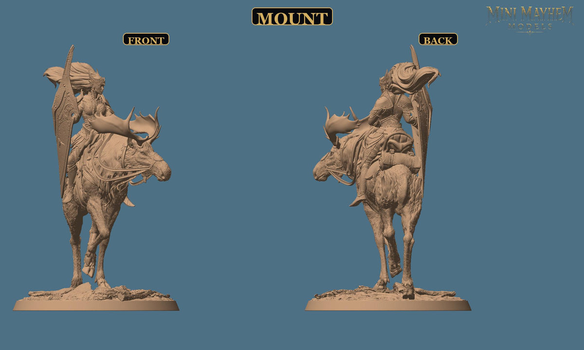 Aurora Elk-Knight Trot | Option: Wild | front | DND miniature  Rescale Miniatures