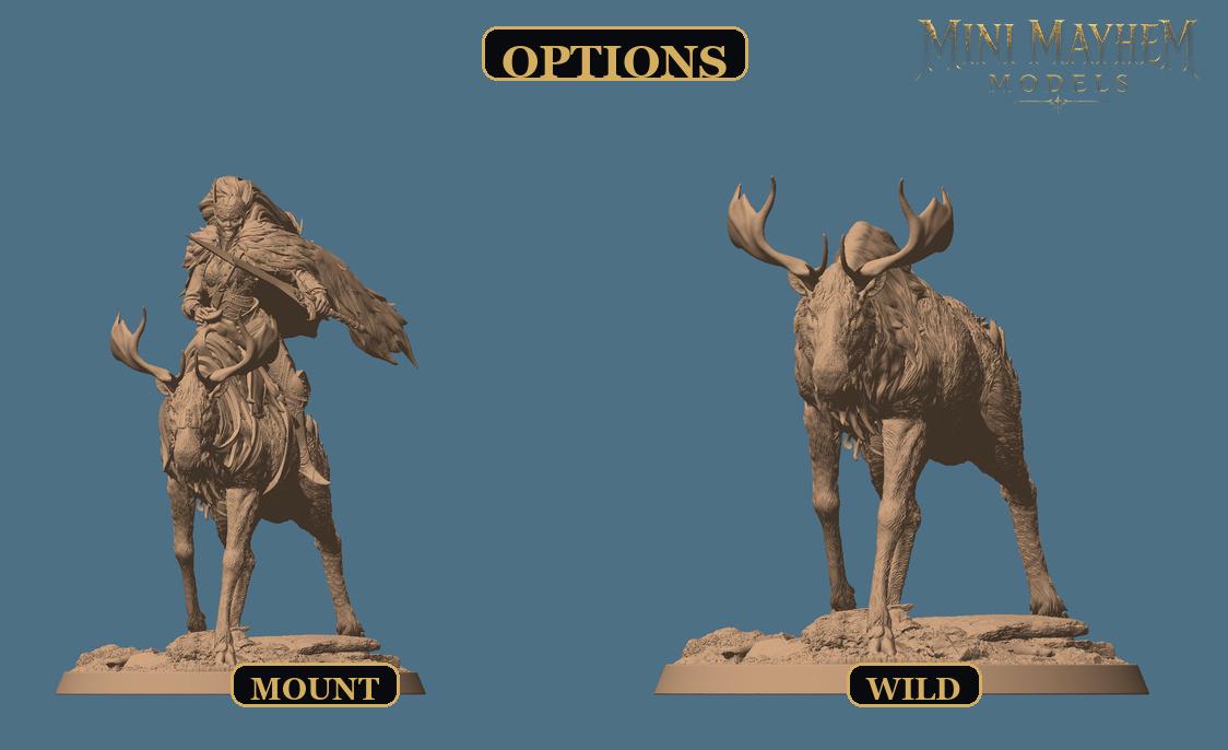 Aurora Elk-Knight Walk | Option: Mount | back | DND miniature  Rescale Miniatures