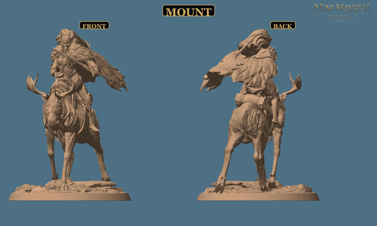 Aurora Elk-Knight Walk | Option: Wild | front | DND miniature  Rescale Miniatures
