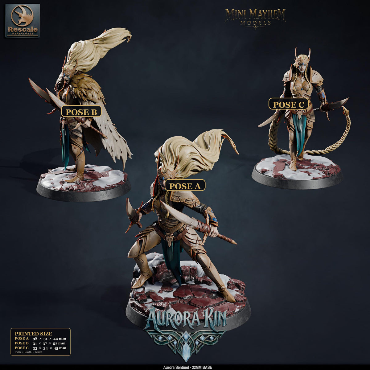 Aurora Sentinel Dual Blades | group photo | DND miniatures  Rescale Miniatures