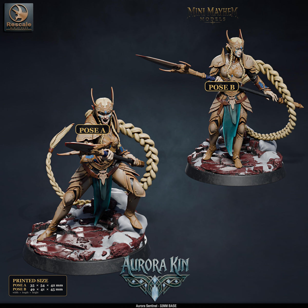 Aurora Sentinel Spear | group photo | DND miniatures  Rescale Miniatures
