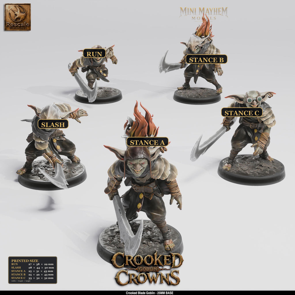 Crooked Blade Goblin Sword | group photo | DND miniatures  Rescale Miniatures