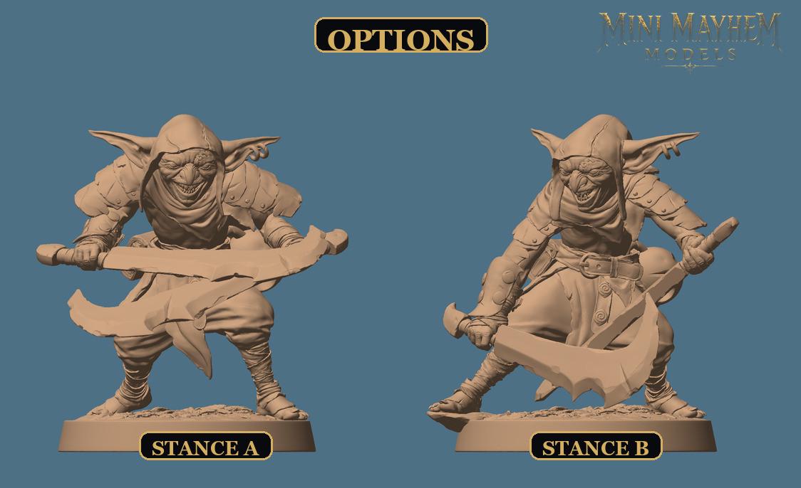 Crooked Blade Goblin Dual Swords | Option: Stance A | back | DND miniature  Rescale Miniatures