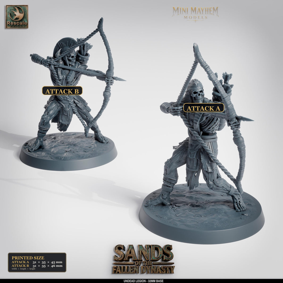 Undead Legion Archer Sands Dynasty | Option: Attack A | front | DND miniature  Rescale Miniatures