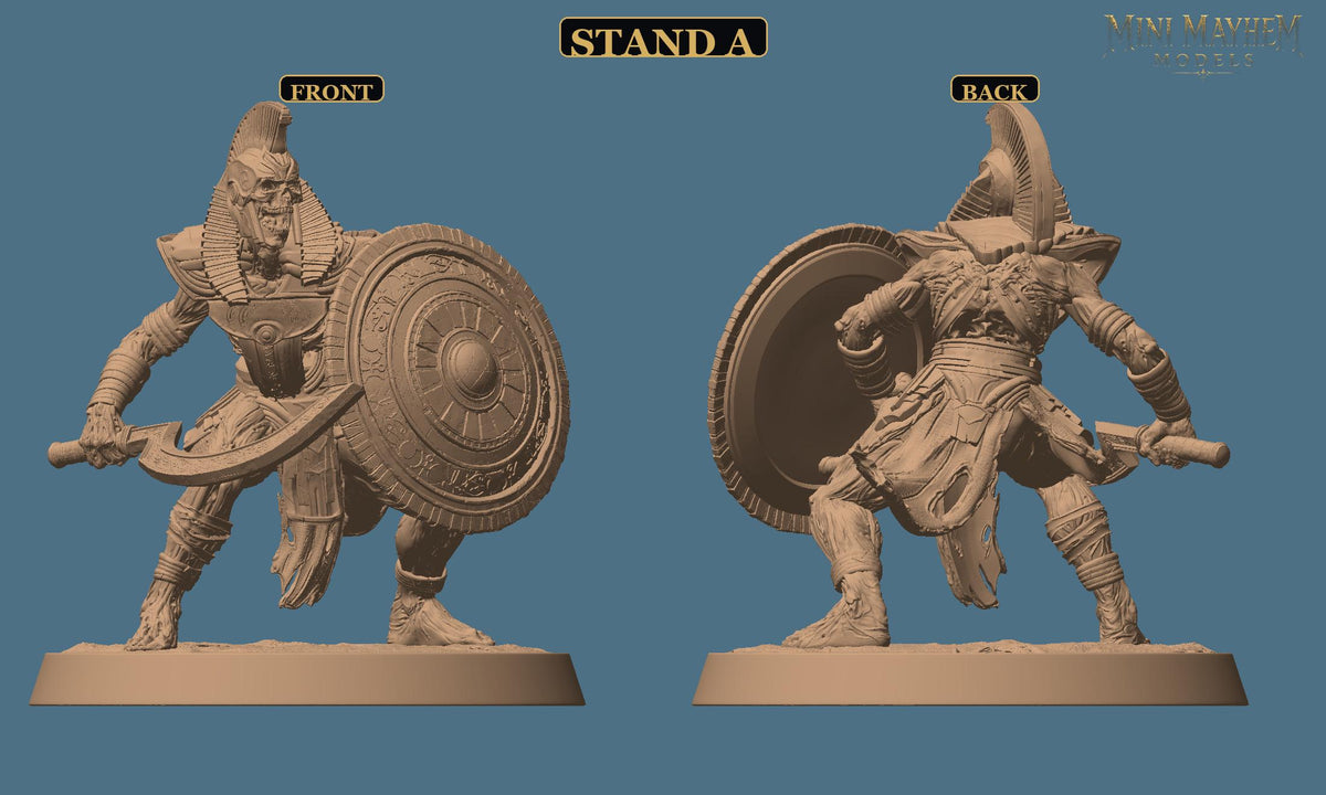 Undead Legion Sword and Shield Sands Dynasty | Option: Stand C | front | DND miniature  Rescale Miniatures