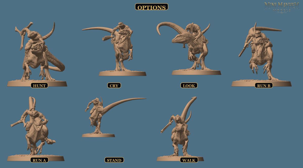 Velociraptor Cavalry Totem of the Scalewings | group photo | DND miniatures  Rescale Miniatures