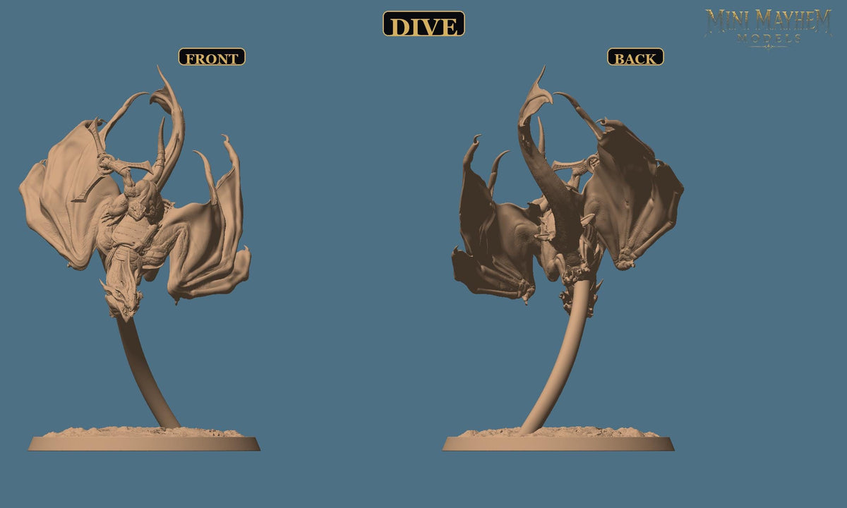 Zicoalt Dragon Rider Totem of the Scalewings | Option: Dive | front | DND miniature  Rescale Miniatures