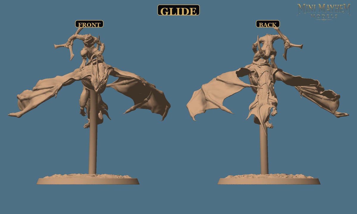 Zicoalt Dragon Rider Totem of the Scalewings | Option: Glide | front | DND miniature  Rescale Miniatures