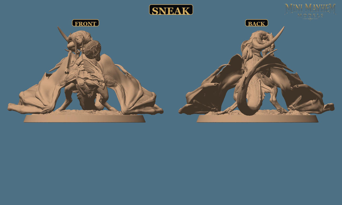 Zicoalt Dragon Rider Totem of the Scalewings | Option: Sneak | front | DND miniature  Rescale Miniatures