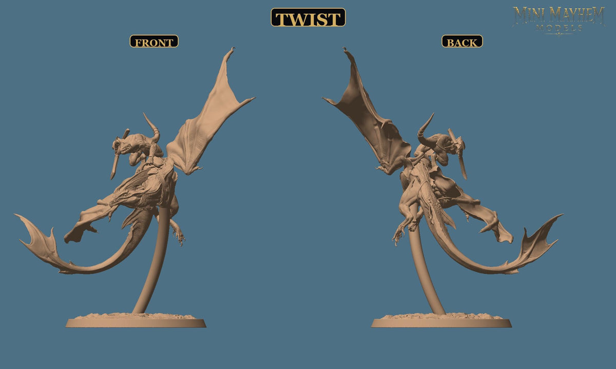 Zicoalt Dragon Rider Totem of the Scalewings | Option: Twist | front | DND miniature  Rescale Miniatures
