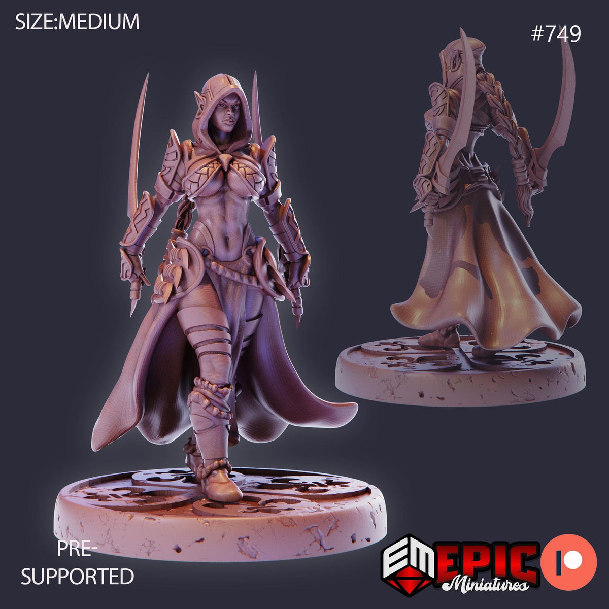 Dark Elf Rogue Option #749 front DND miniature Psionic Overlords 16k resin