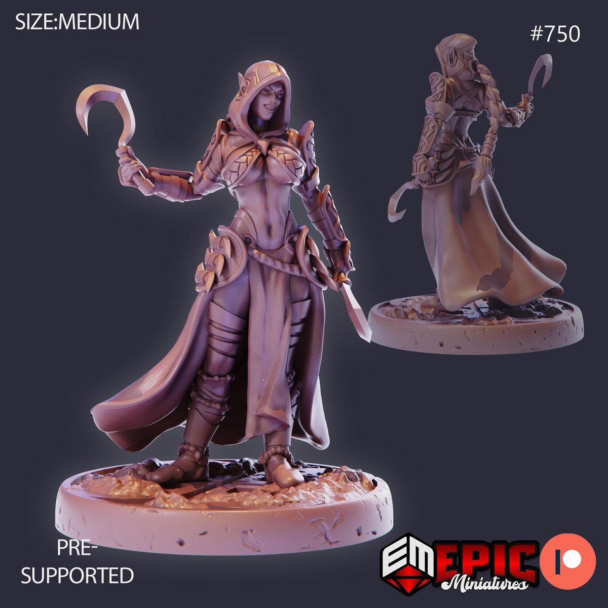 Dark Elf Rogue Option #750 front DND miniature Psionic Overlords 16k resin