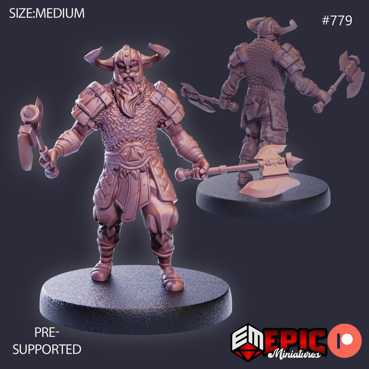 Viking Raider Male Option #779 front DND miniature Norse Raiders 16k resin