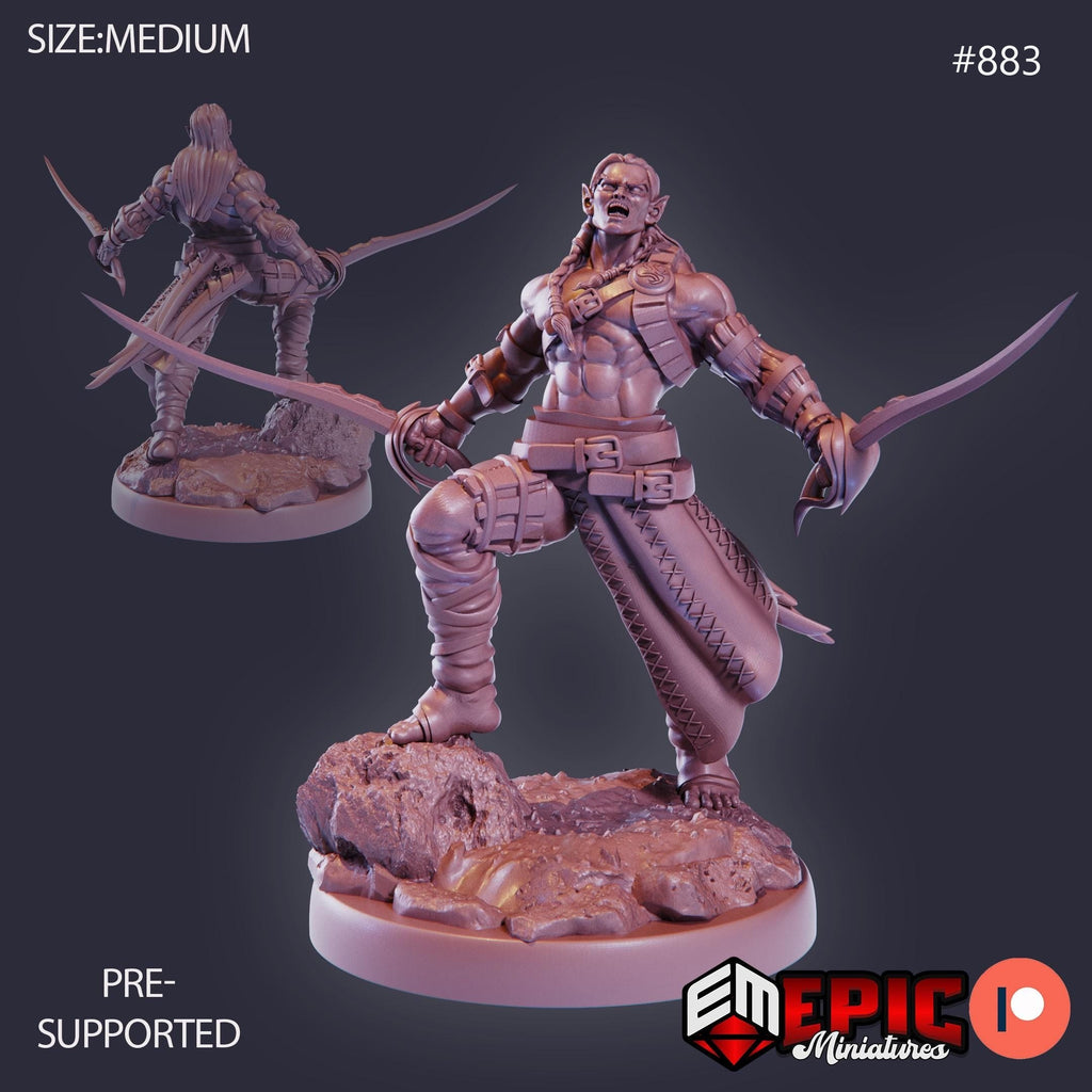 Elven Barbarian Option #883 front DND miniature Lost Paradise 16k resin