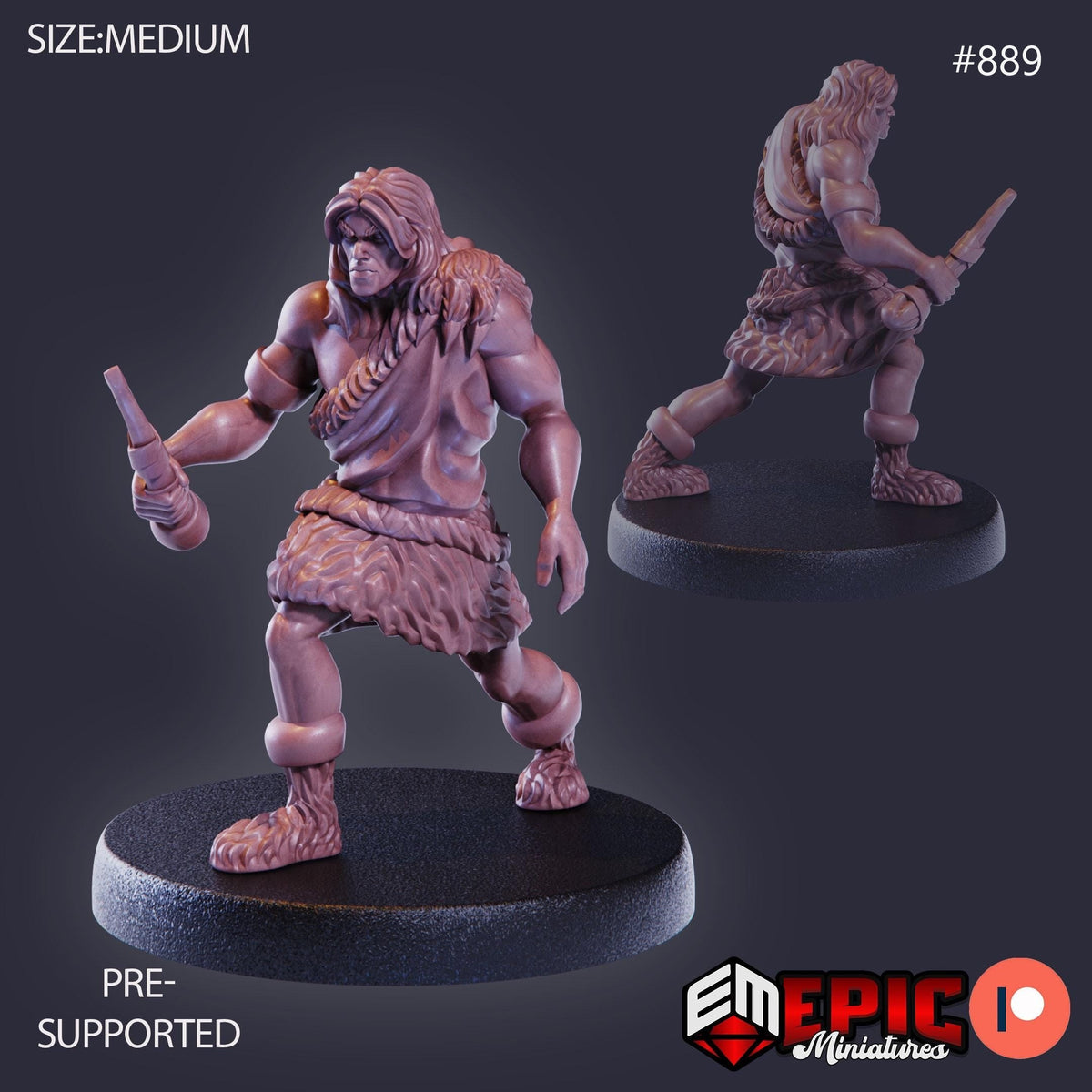 Caveman Option #889 front DND miniature Lost Paradise 16k resin