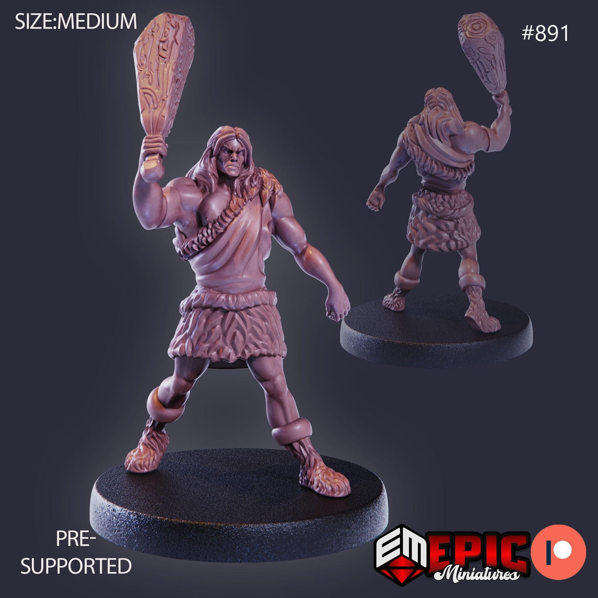 Caveman Option #891 front DND miniature Lost Paradise 16k resin