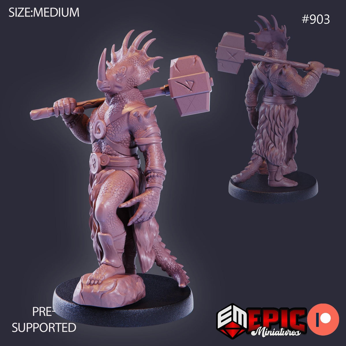 Dinosaur Tribe Option #903 front DND miniature Lost Paradise 16k resin