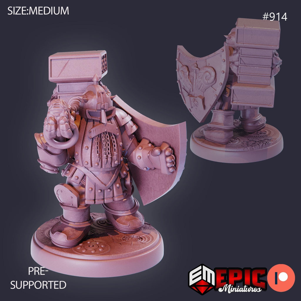 Steel Dwarf Option #914 front DND miniature Gear Town 16k resin