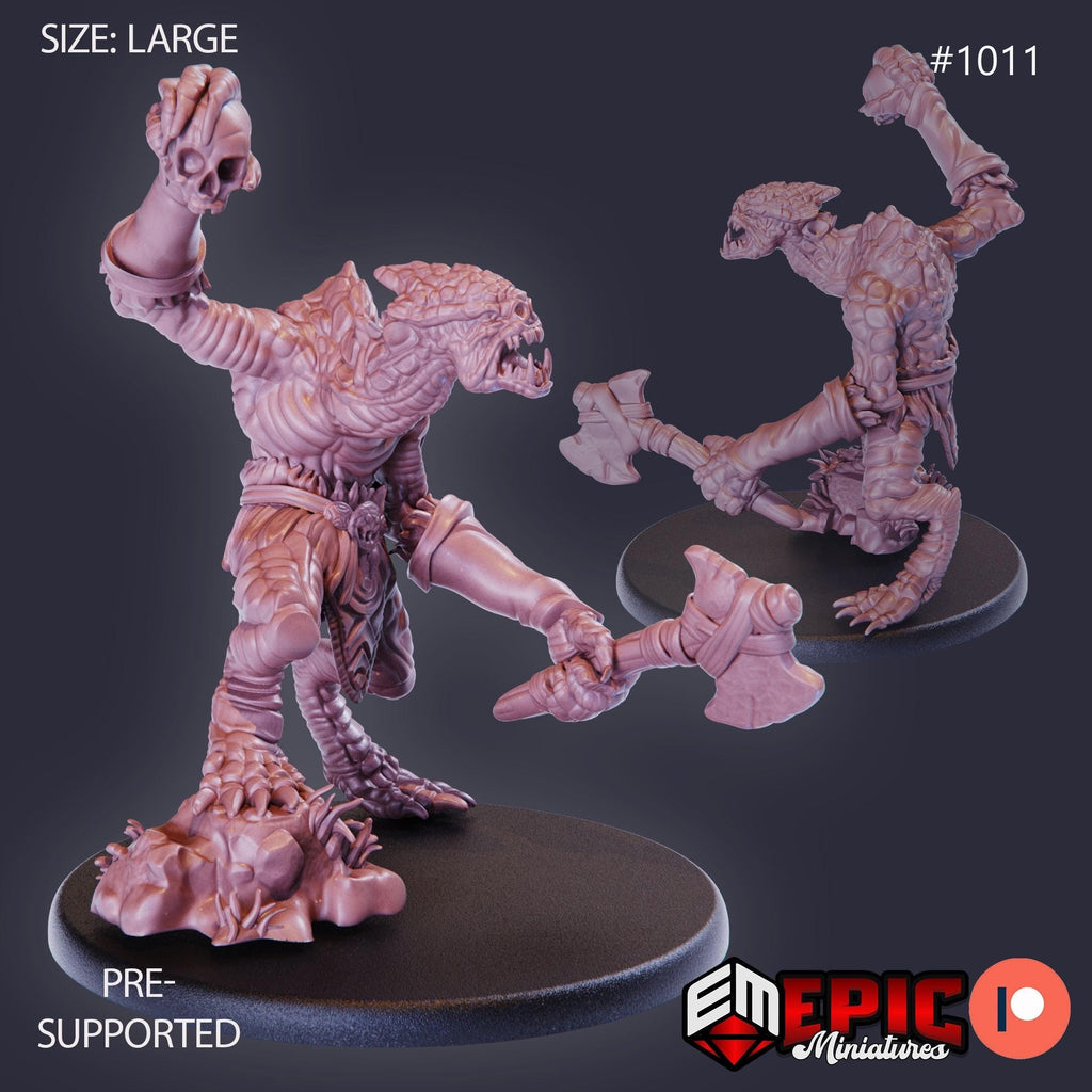 Snake Folk Primitive Option #1011 front DND miniature Cannibal Jungle 16k resin