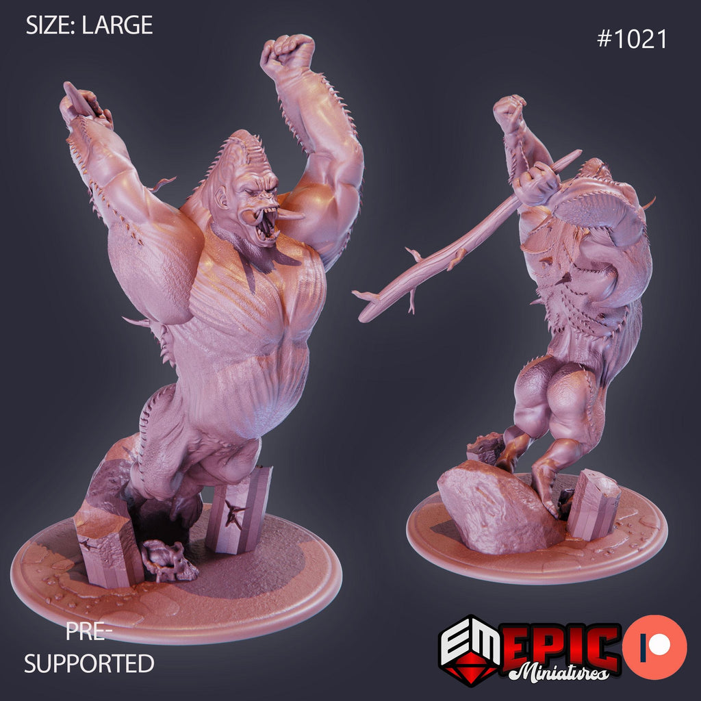 Jungle Kong Option #1021 front DND miniature Cannibal Jungle 16k resin