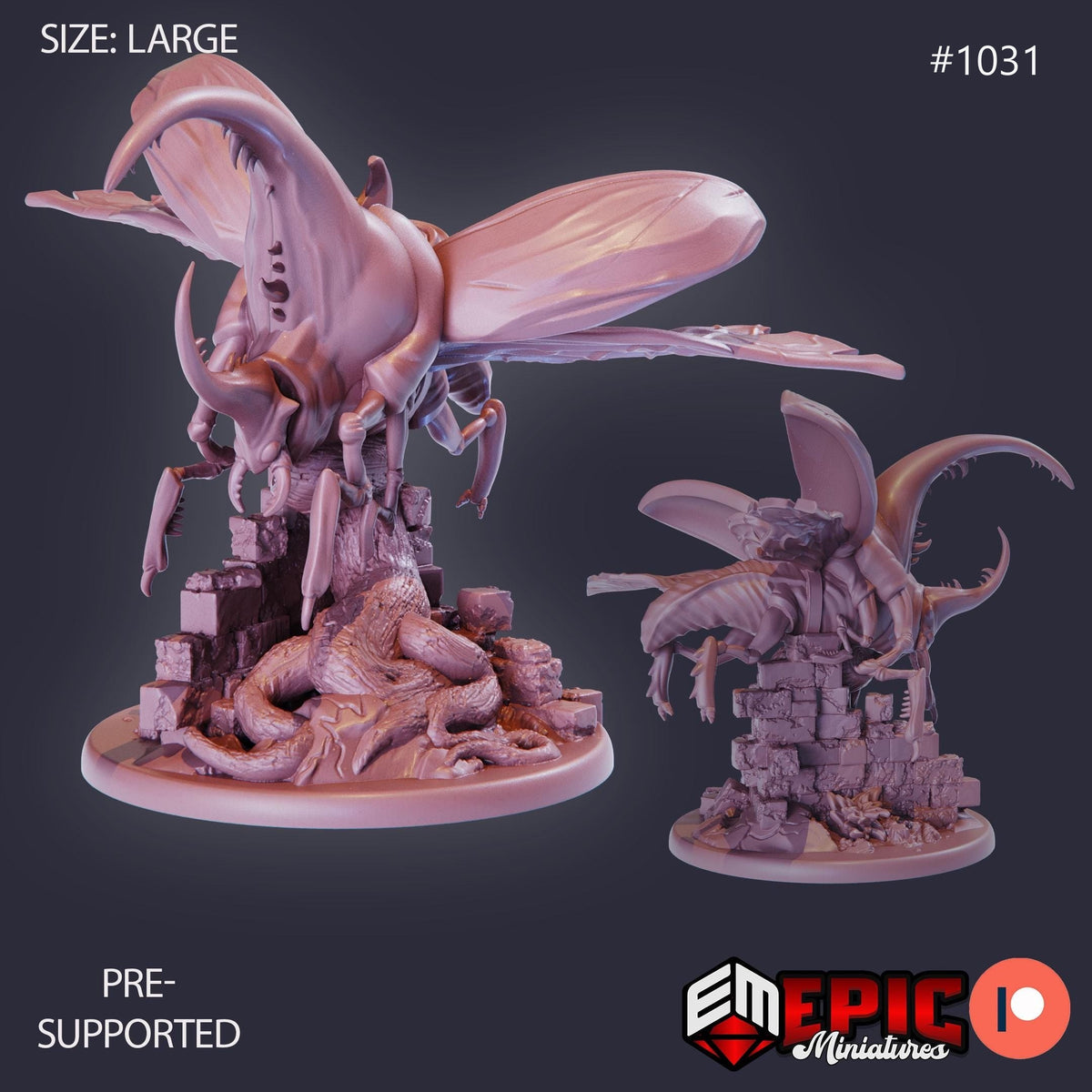 Giant Beetle Option #1031 front DND miniature Cannibal Jungle 16k resin