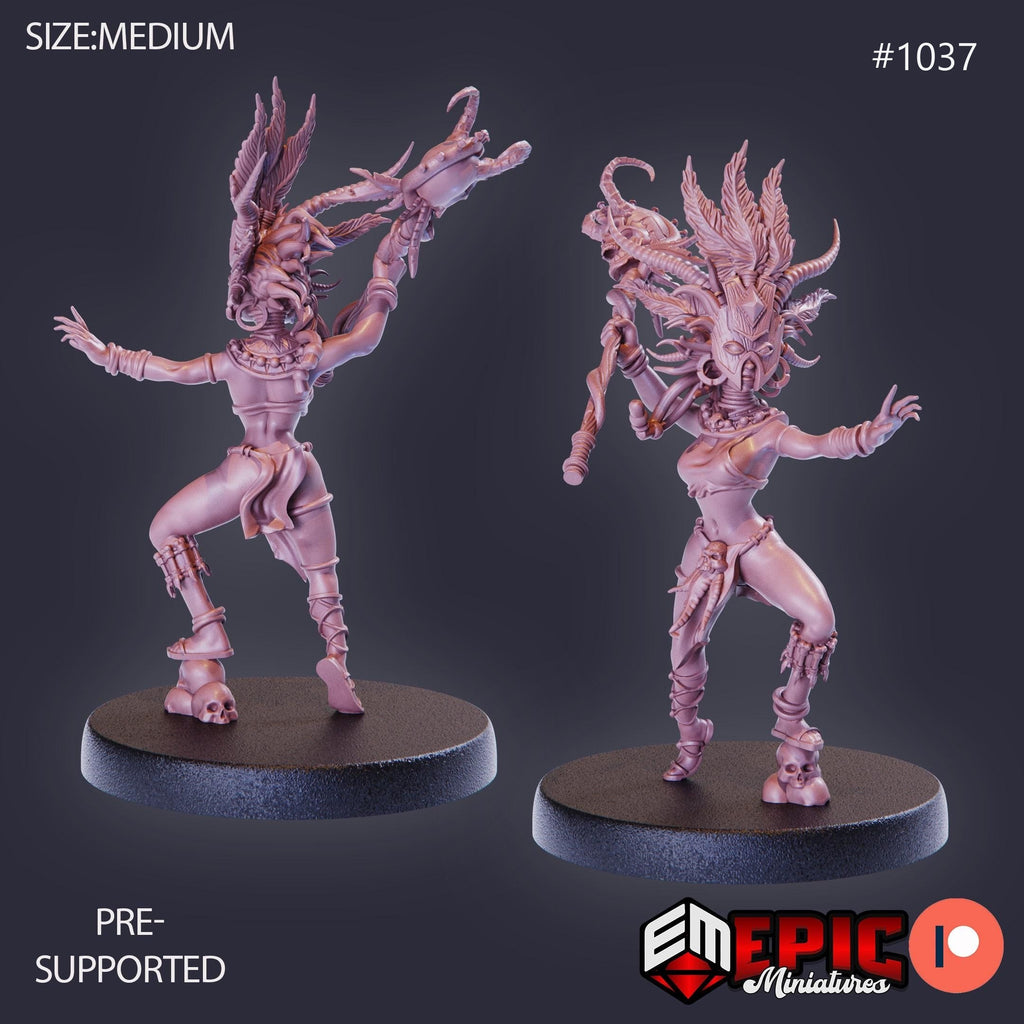 Cannibal Tribe Witch Option #1037 front DND miniature Cannibal Jungle 16k resin