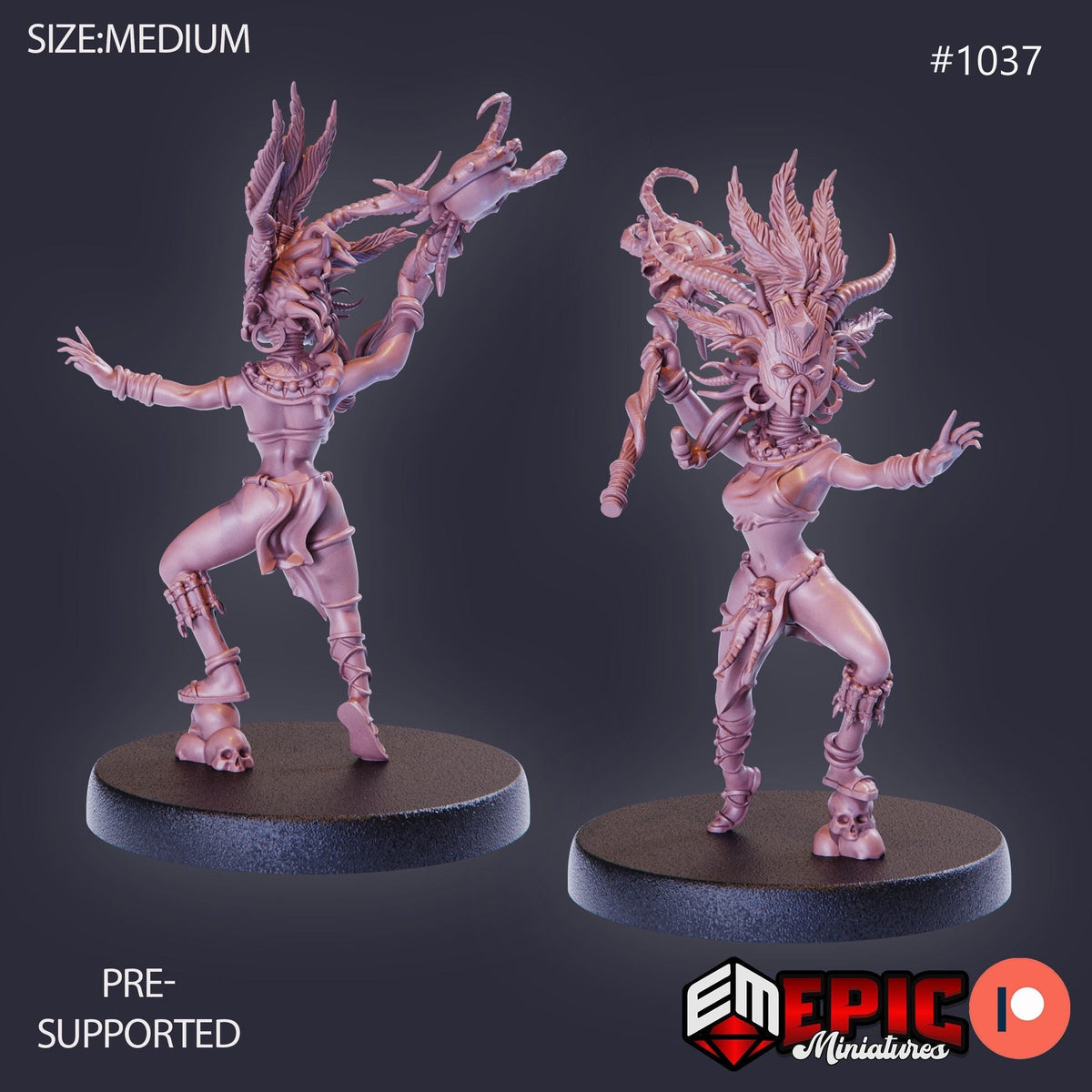 Cannibal Tribe Witch Option #1037 front DND miniature Cannibal Jungle 16k resin