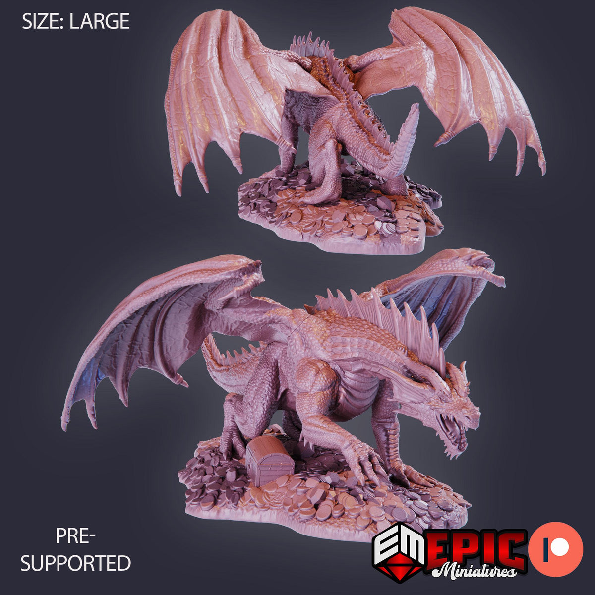 Young Red Dragon DND miniatures group photo Savage Mountains